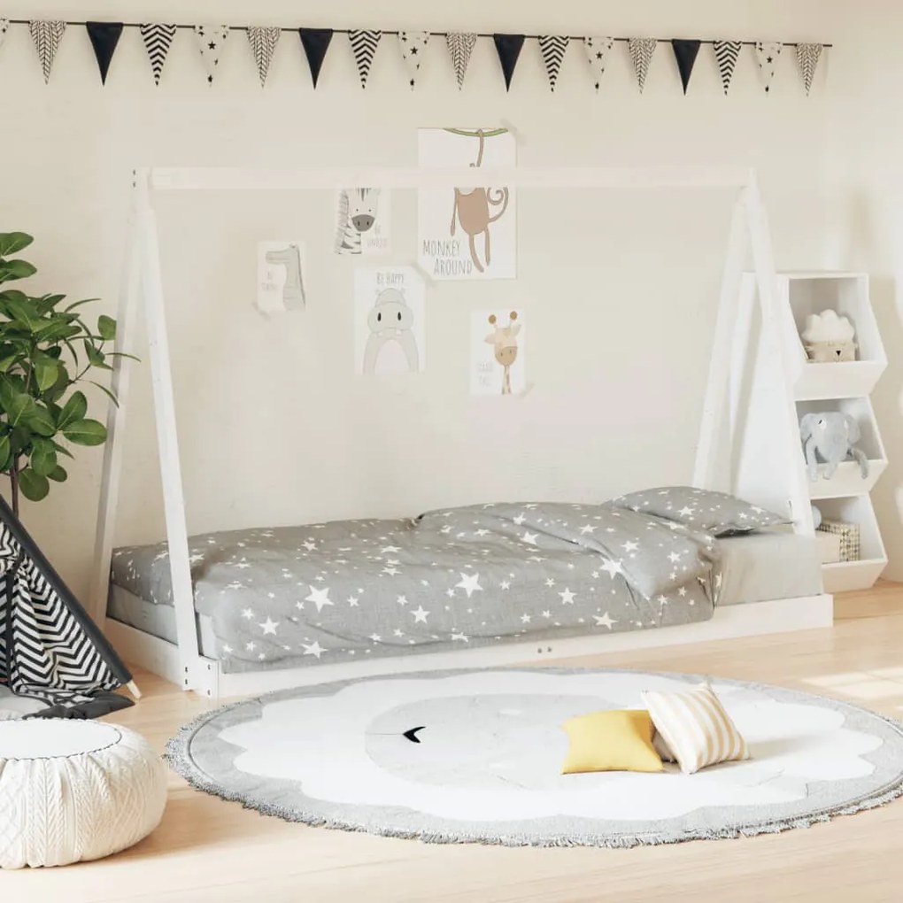 vidaXL Estrutura de cama infantil 80x200 cm pinho maciço branco