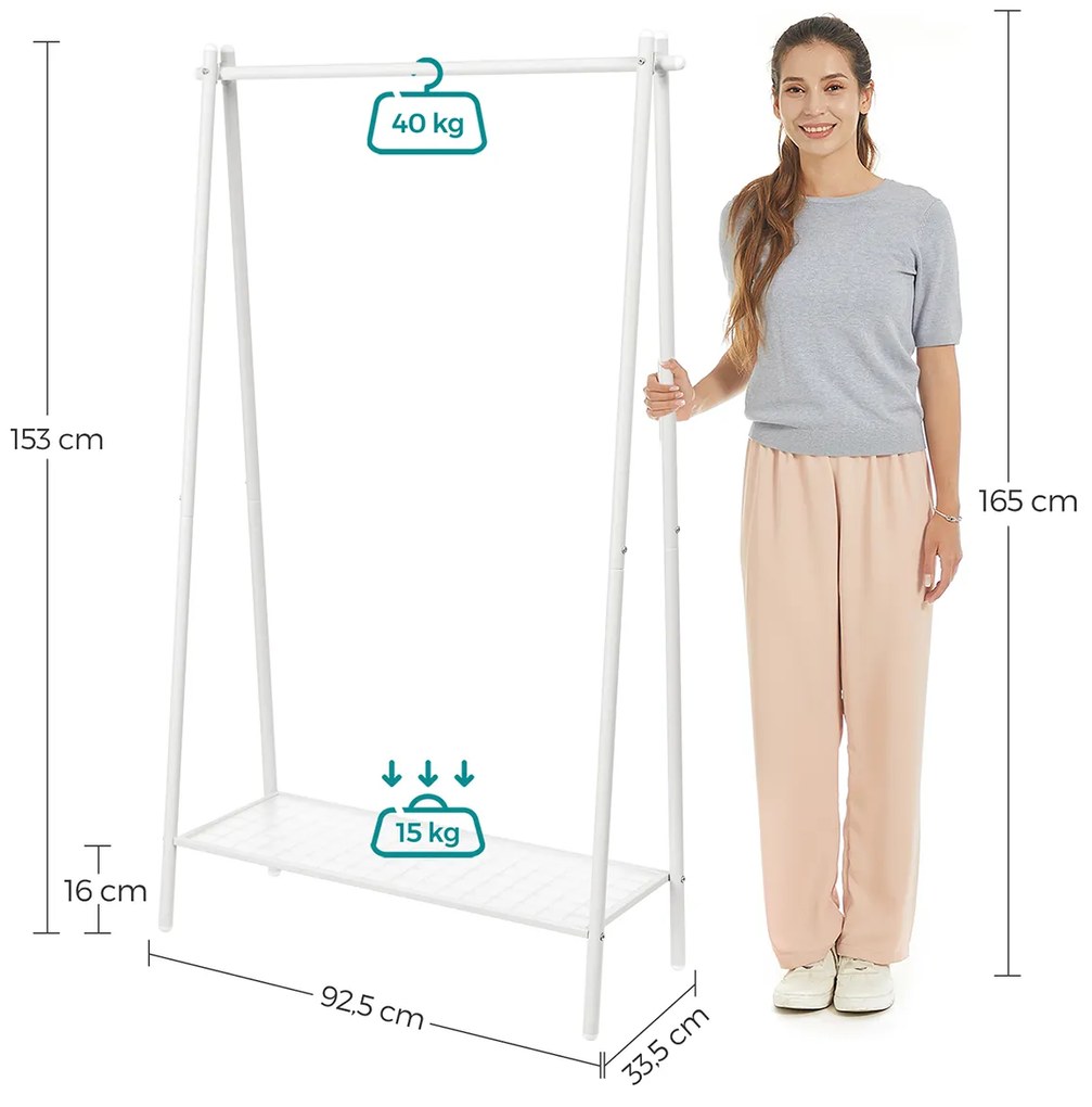 Guarda roupa em aço com prateleira 33,5 x 92,5 x 153 cm branco