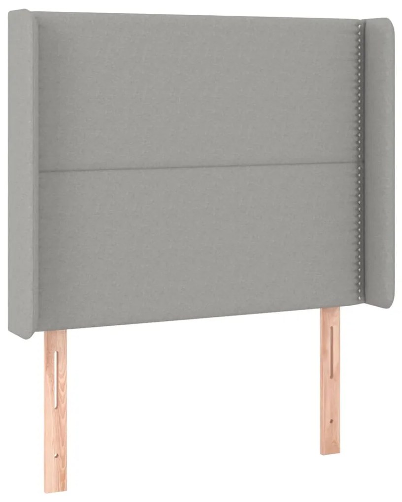 Cama box spring c/ colchão e LED 90x190 cm tecido cinza-claro