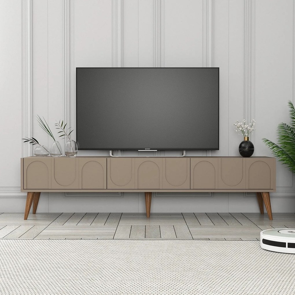 Móvel de TV "Lyon" – 180x44x35 cm – Taupe e Nogueira - Design Moderno