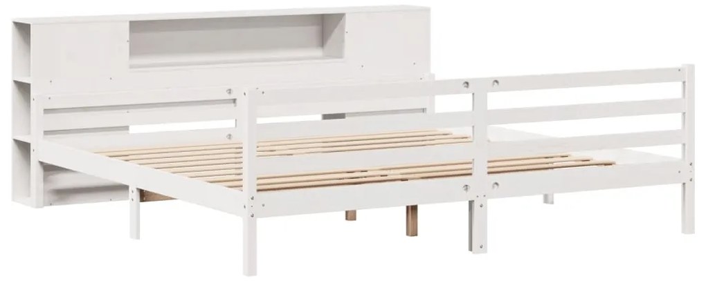 Cama com estante sem colchão 200x200 cm pinho maciço branco
