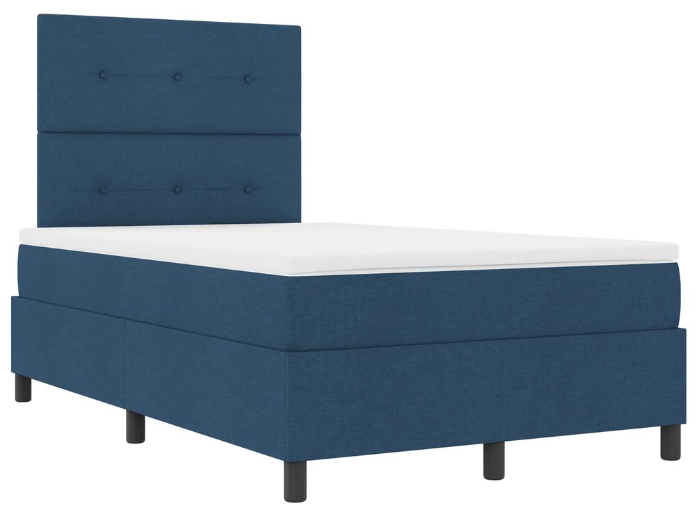 Cama Box Spring com Colchão Azul 120x200 cm Tecido