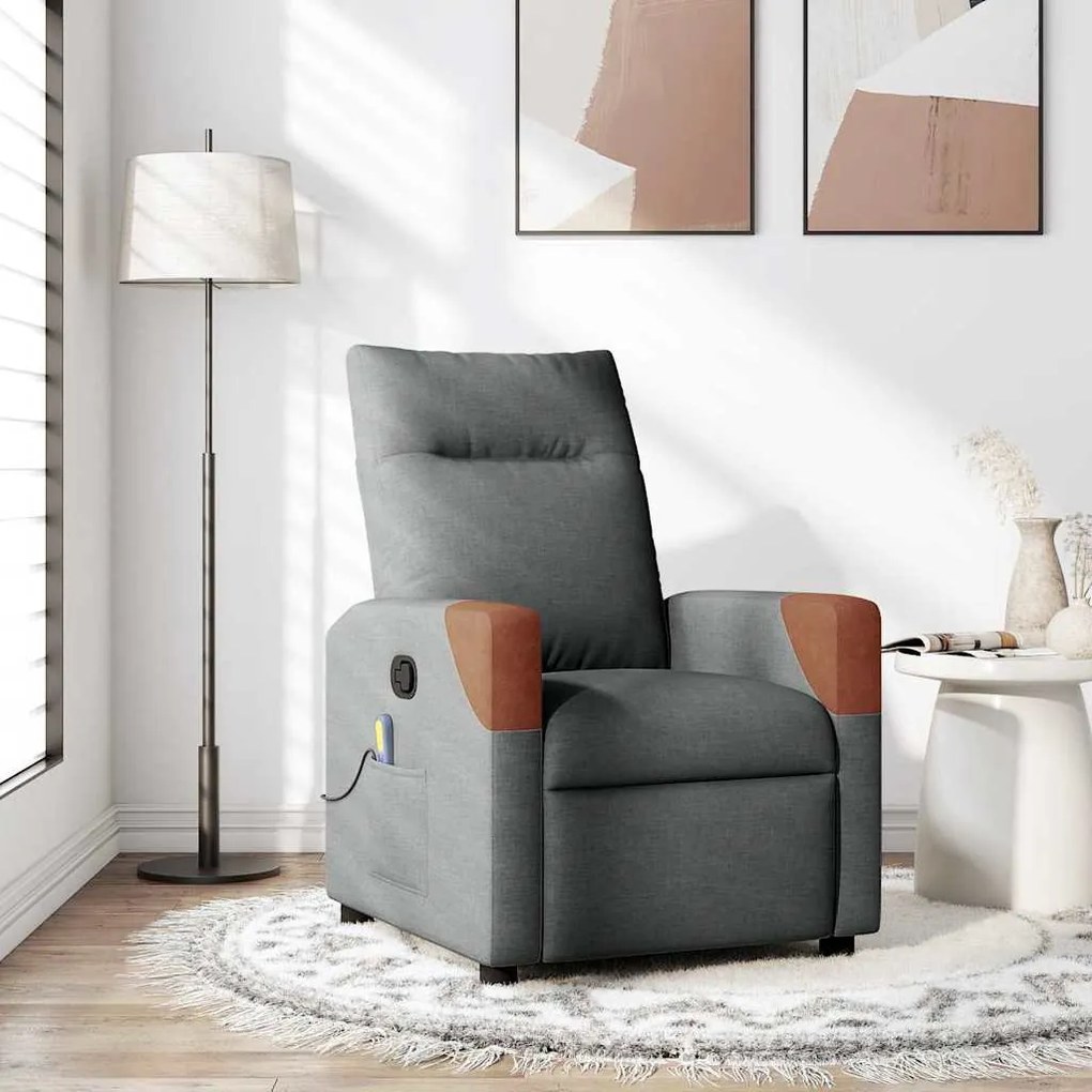 vidaXL Cadeira de Massagem Recliner Cinzento escuro 69 x 86 x 100 cm