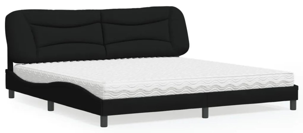 vidaXL Cama com colchão 200x200 cm tecido preto