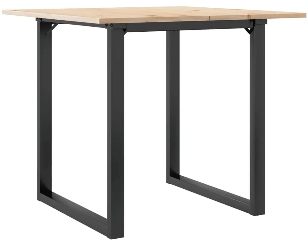 Mesa de jantar estrutura em O 80x80x75 cm pinho e aço