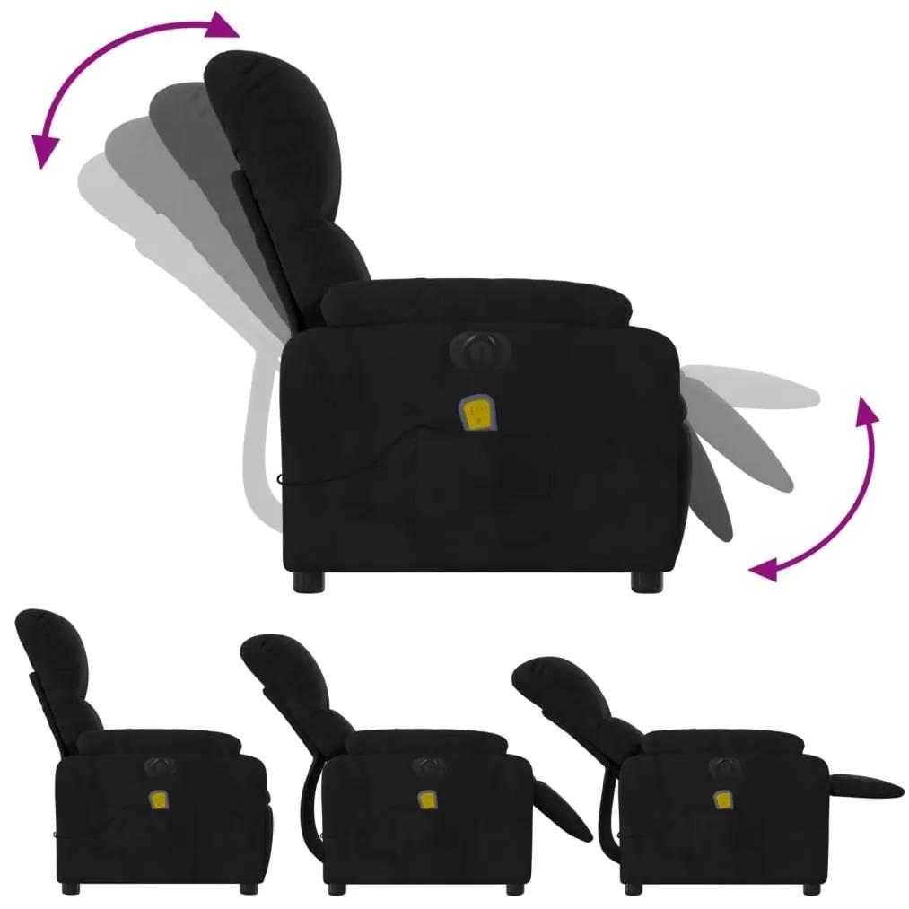 Poltrona de massagens reclinável elétrica microfibra preto