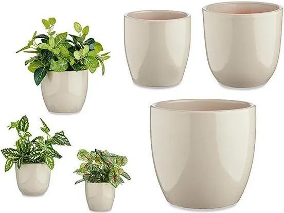 Conjunto de Vasos Cinzento Argila (3 Peças) (22,5 x 18,5 x 22,5 cm)