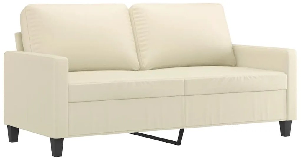 3 pcs conjunto sofás c/ almofadões couro artificial cor creme