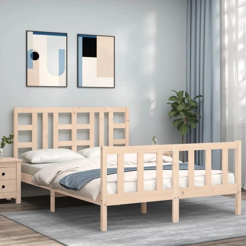 Cama sem colchão 160x200 cm madeira de pinho maciça