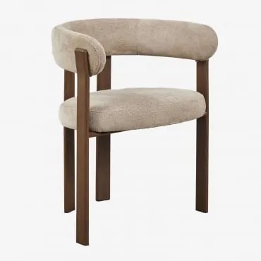 Pack De 2 Cadeiras De Jantar Estofadas Com Braços E Em Ferro Jolie Castanho Madeira Escura & Chenille Castanho Trigo - Sklum