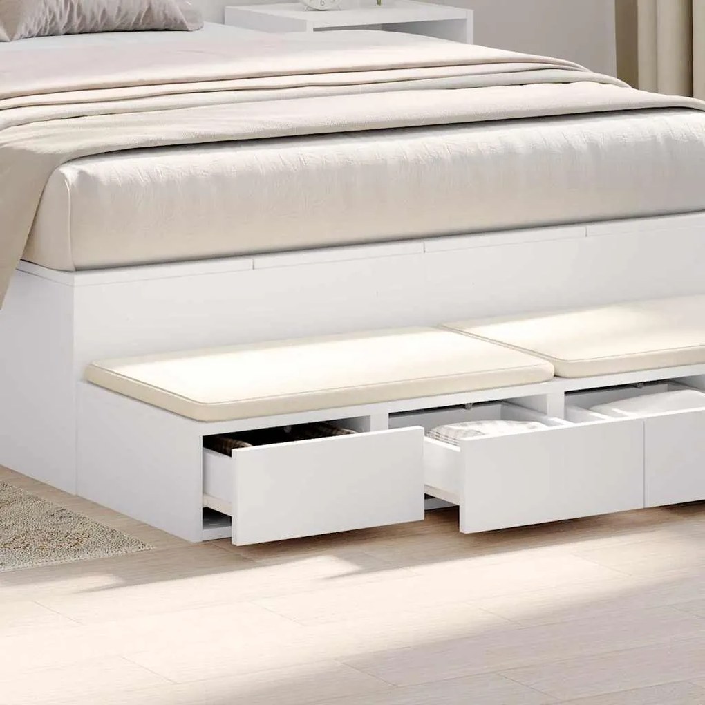 Camas com Gavetas vidaXL Brancas 120x36,5x16,5 cm Madeira Engenheirada