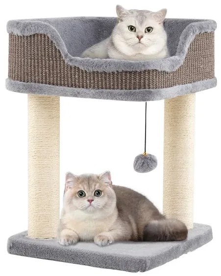 Arranhador para gatos 38 x 38 x 51 cm com assento grande em pelúcia, móveis para gatos, árvore para trepar cinza.