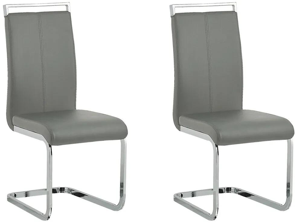 Conjunto de 2 cadeiras de jantar em pele sintética cinzenta GREEDIN Beliani