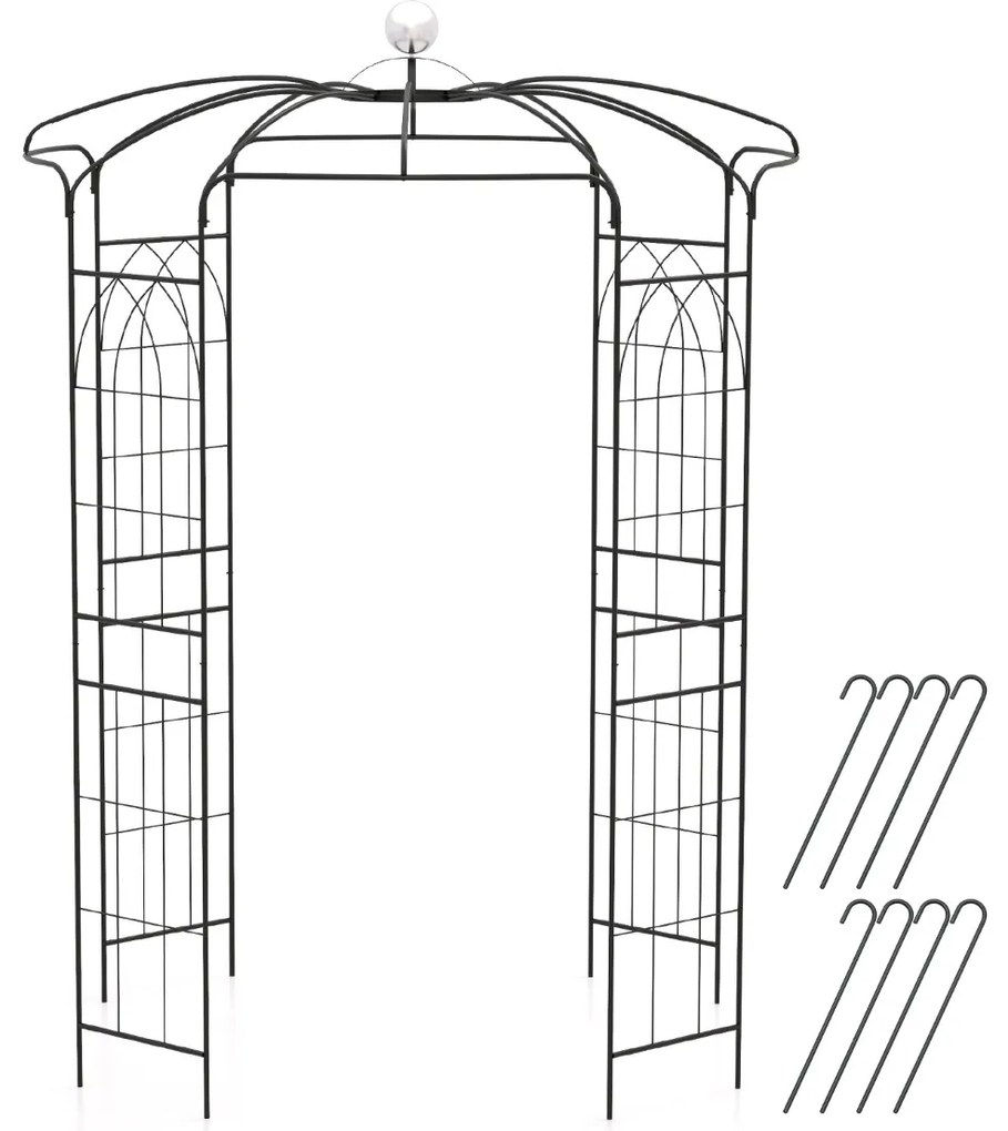 Treliça pérgula com gancho para pendurar em arco de metal galvanizado para decoração cerimonial 206 x 286 cm Preto