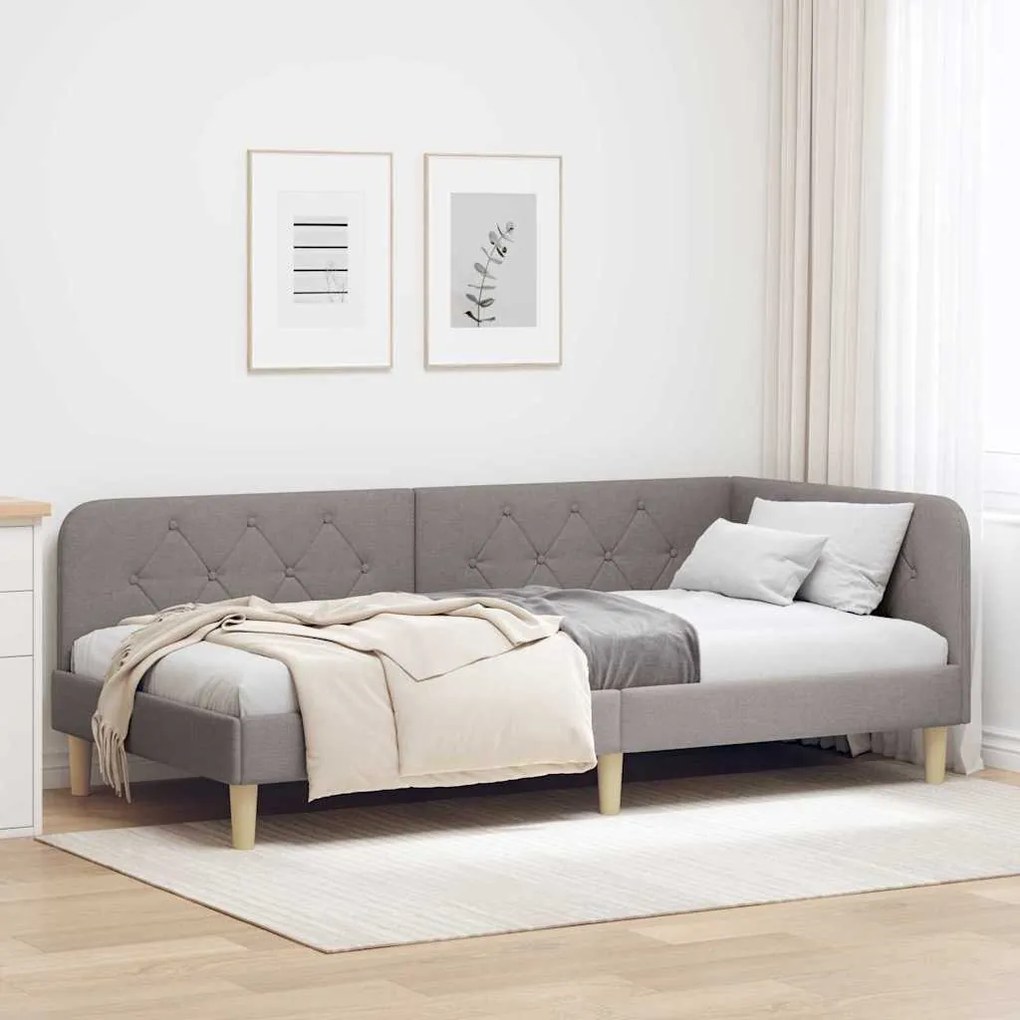 vidaXL Estrutura de Cama de Canto Cinzento-acastanhado 100 x 200 cm