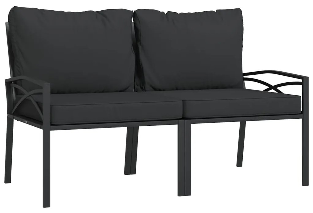 9 pcs conjunto lounge de jardim aço c/ almofadões cinzentos