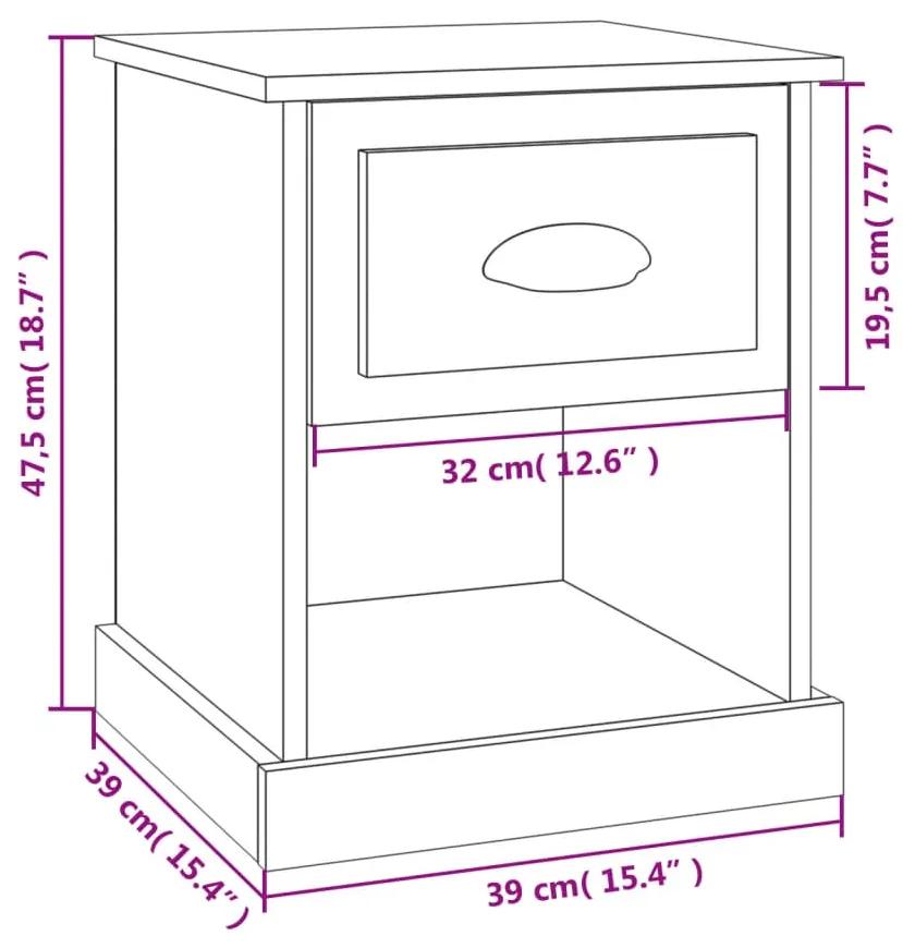 Mesas cabeceira 2pcs 39x39x47,5 cm derivados de madeira branco