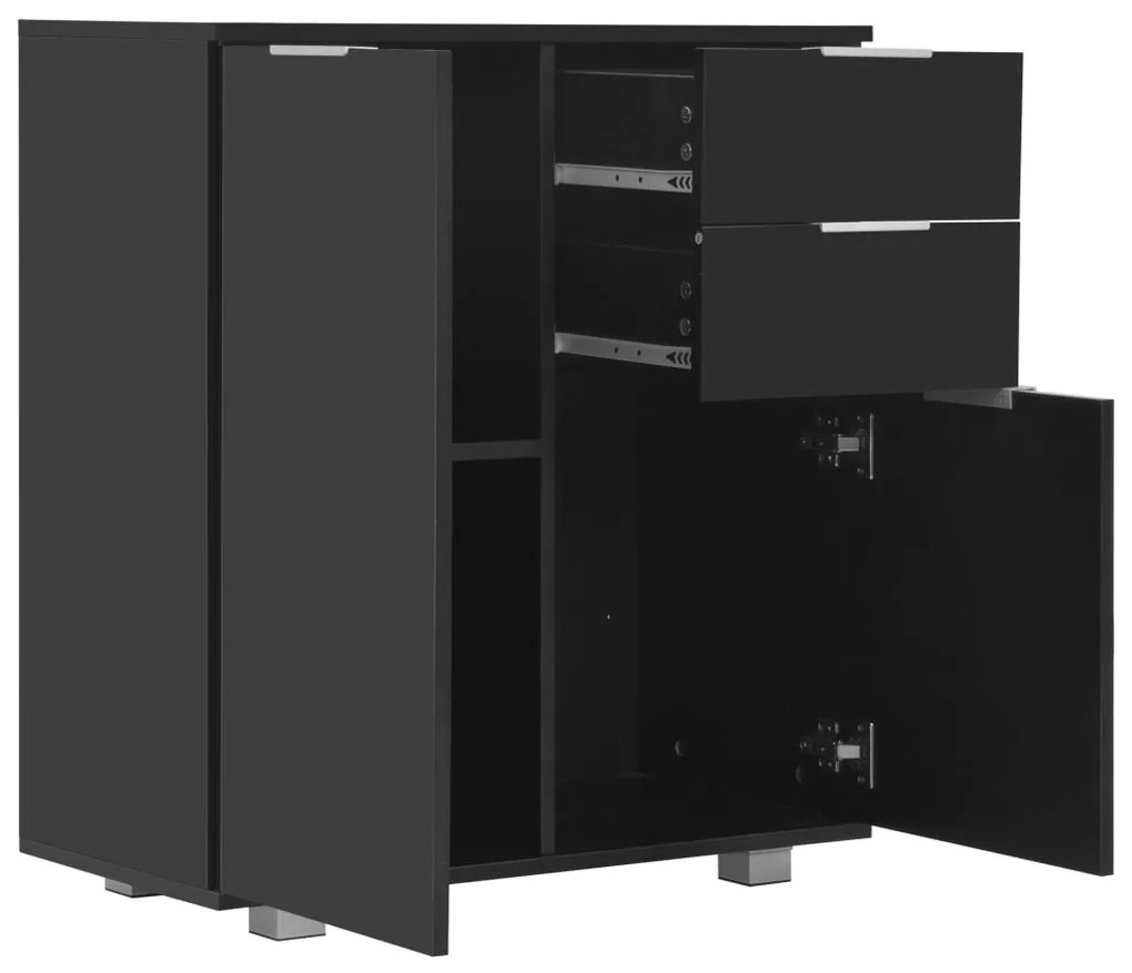 Aparador em contraplacado 71x35x80 cm preto brilhante