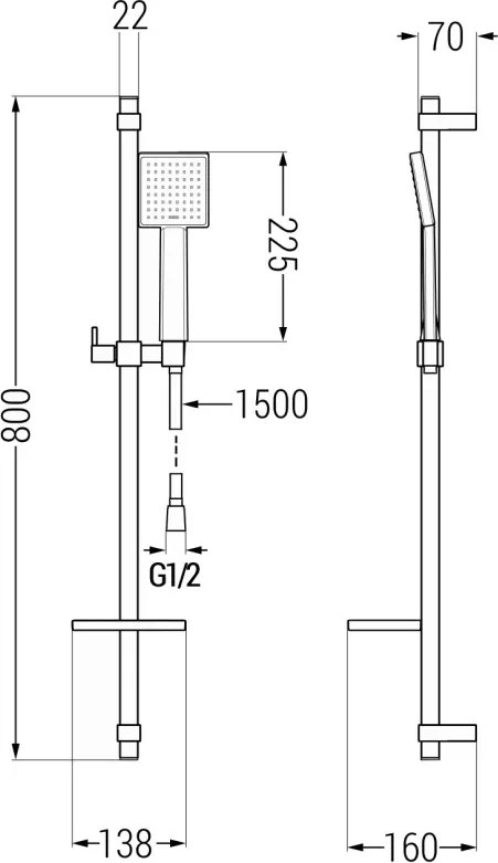 Mexen DQ45 conjunto de duche deslizante, cromado - 785454581-00