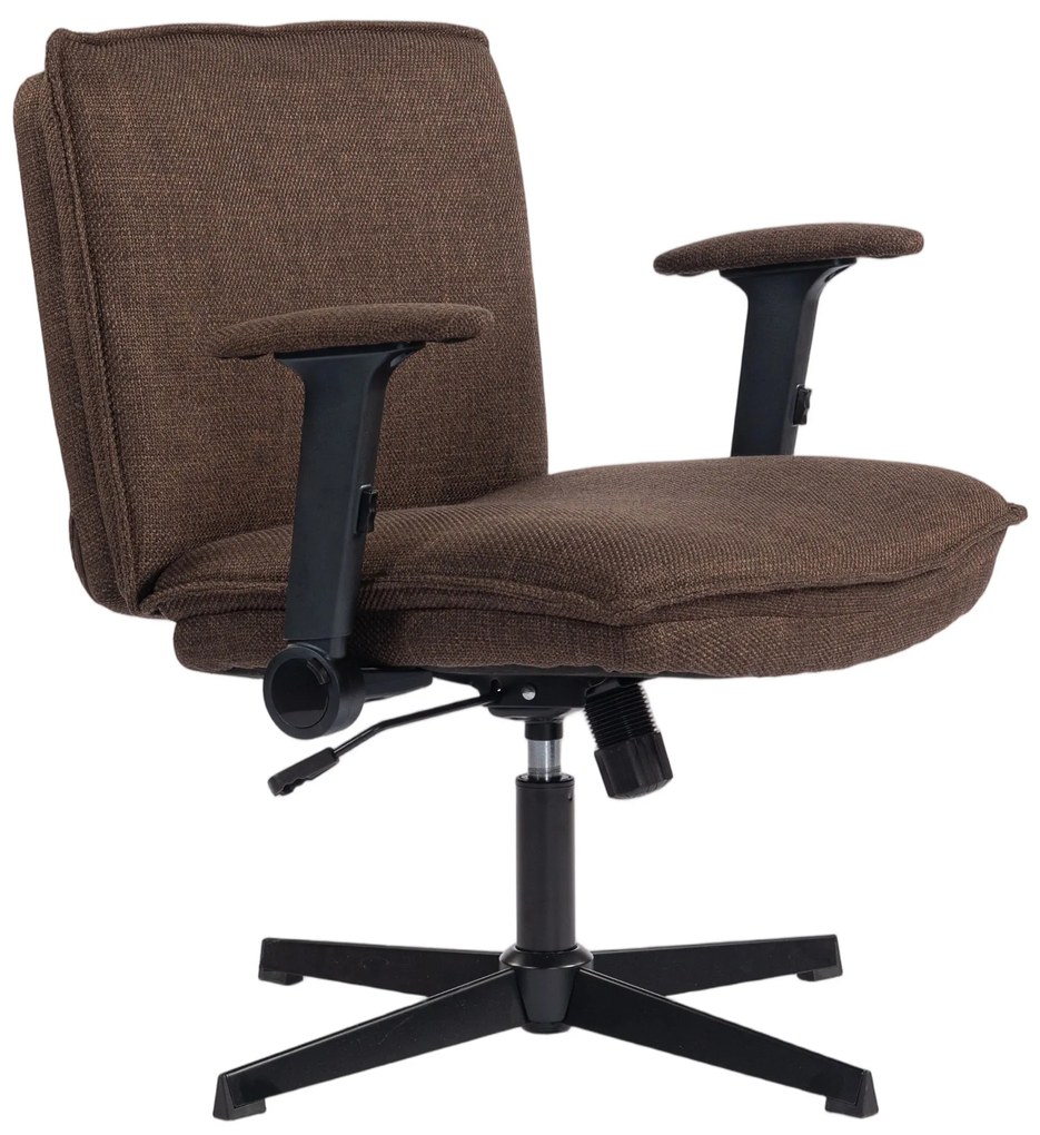 Cadeira de Escritório com Apoios de Braço Rebatíveis Assento  Altura Ajustável  Função Basculante 76x70x85-97 cm Castanho