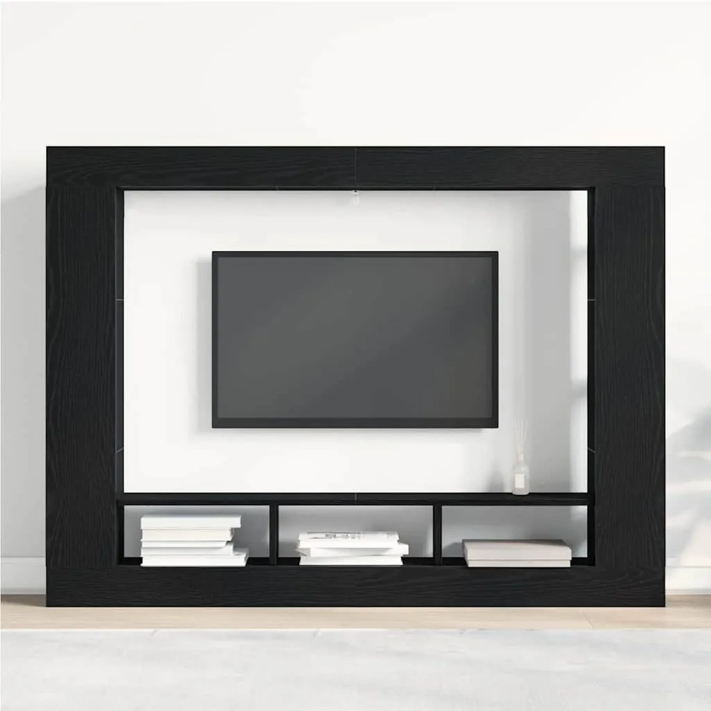 Armário de TV Suspenso vidaXL Preto Carvalho 152x22x113 cm