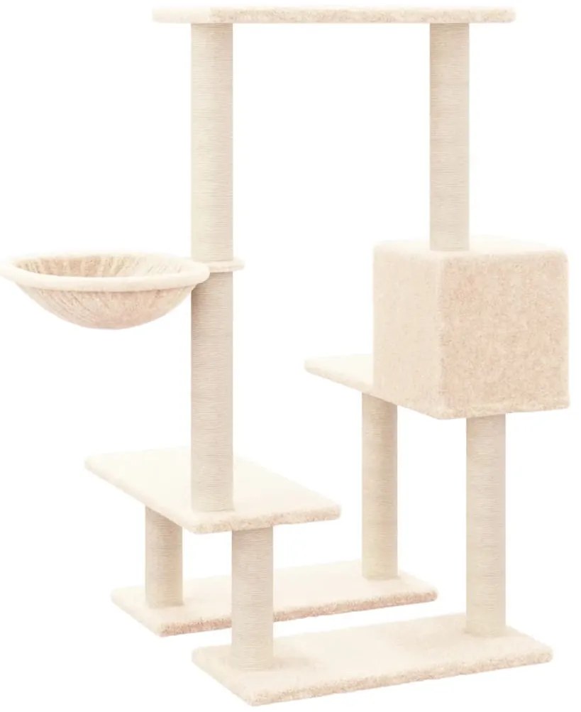 Árvore para gatos c/ postes arranhadores sisal 94,5cm cor creme