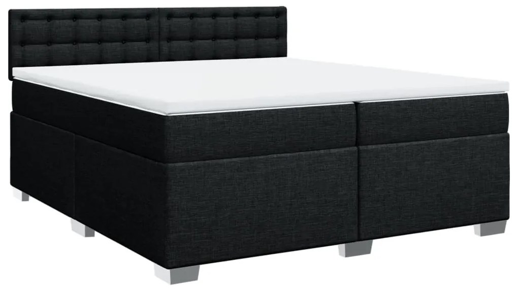 Cama com molas/colchão 200x200 cm tecido preto