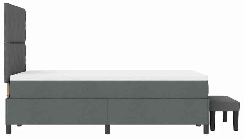 Cama Box Spring com Colchão &amp; Banco Cinza Escuro 120x200 cm Tecido