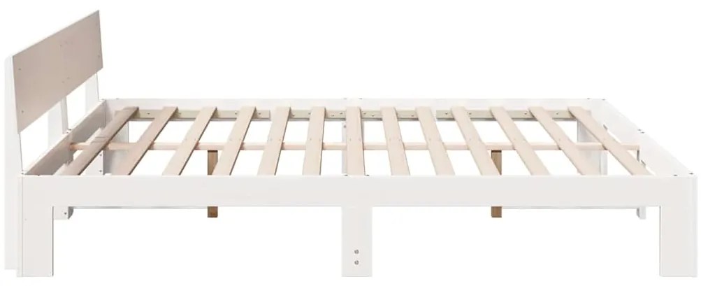 Estrado de Cama com Cabeceira Branca 180x200 cm Madeira de Pinho Sólid