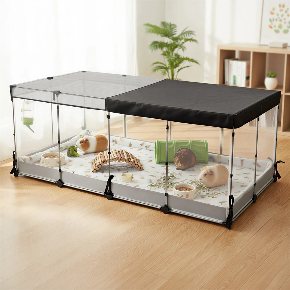 Parque para pequenos animais 144 x 74 x 57 cm, respirável com piso repelente à água, para uso interno