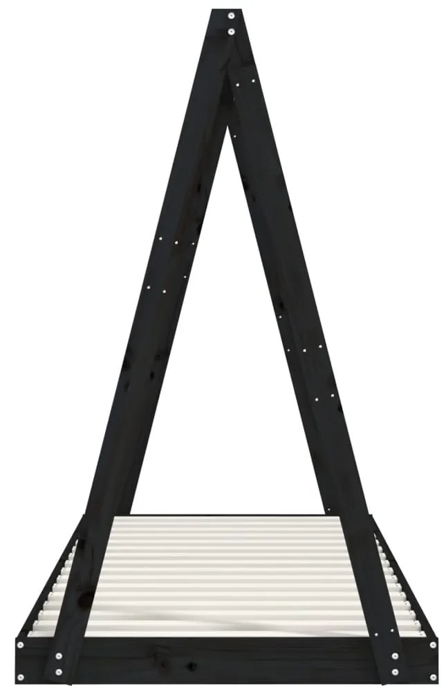 Estrutura de cama infantil 80x200 cm pinho maciço preto
