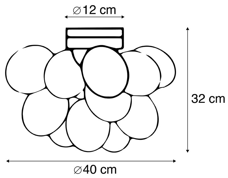 Candeeiro de teto design preto com vidro âmbar 4 lâmpadas - Uvas Art Deco,Design