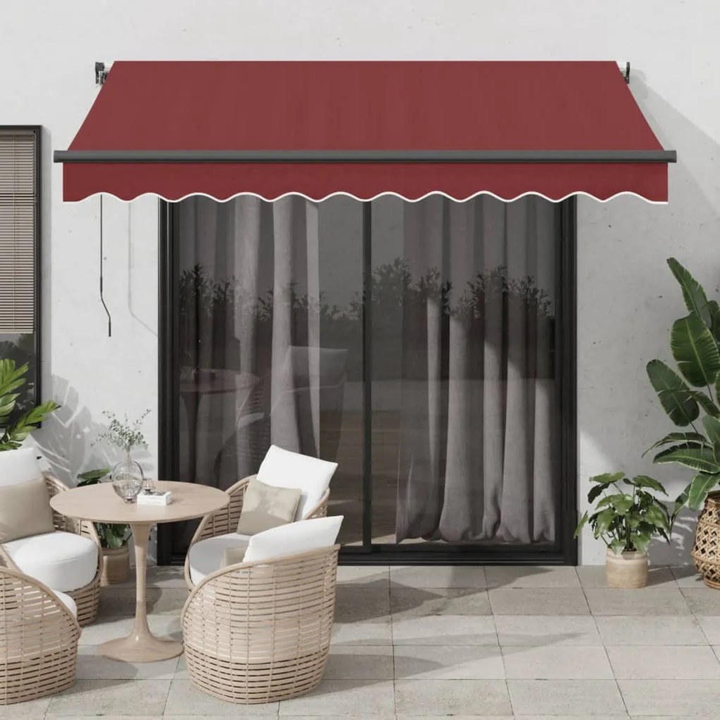 vidaXL Toldo retrátil automático com luzes LED 350x250 cm bordô