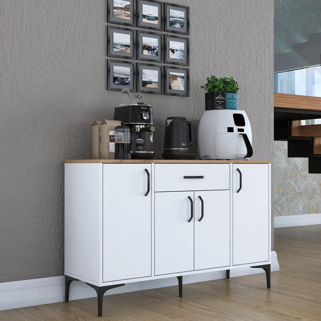 Armário Multiuso JE136 – Branco Nogueira – 120x78,6x40 cm