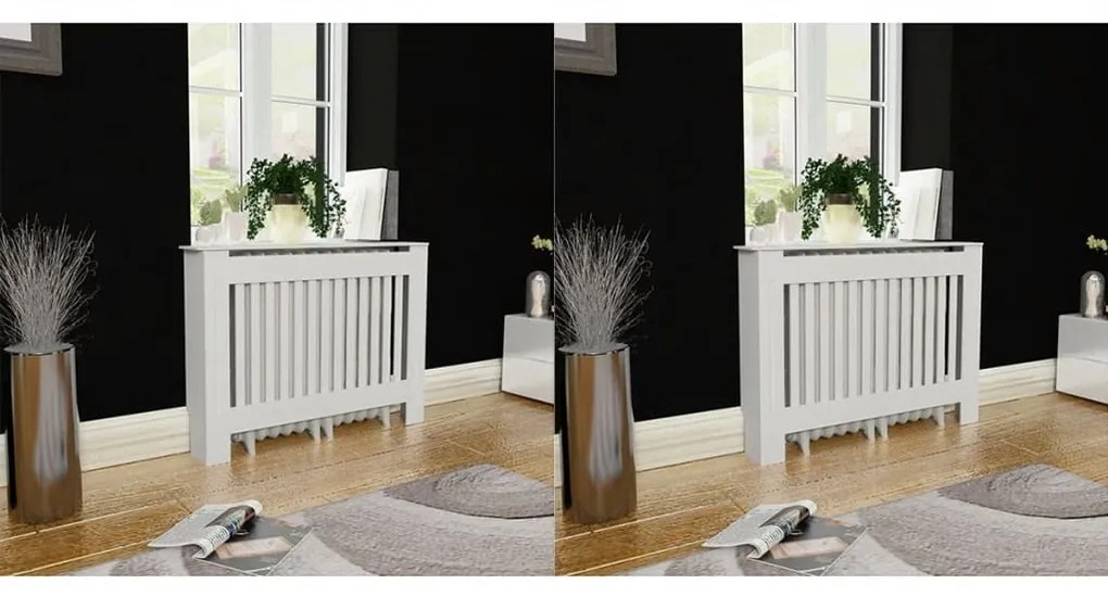 vidaxl Coberturas de radiador 2 pcs MDF 112 cm branco