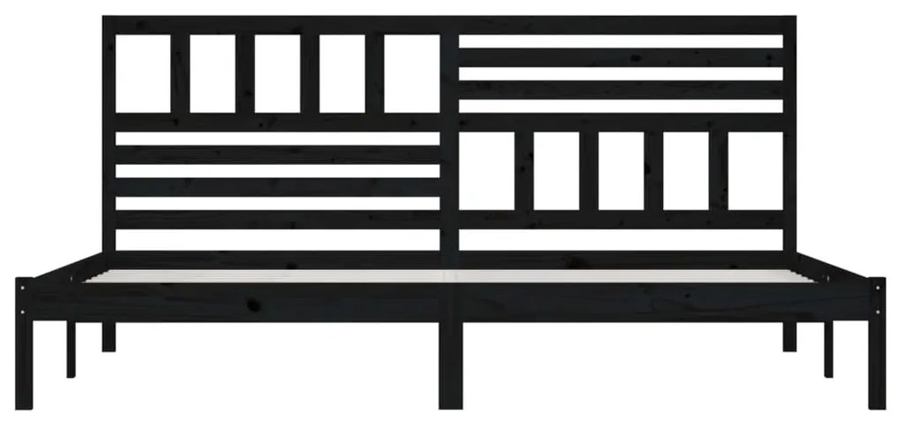 Estrutura de cama 200x200 cm pinho maciço preto