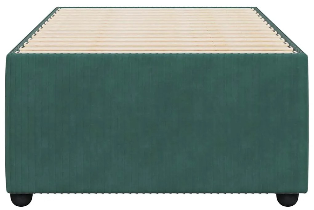 Estrutura de cama sem colchão 100x200 cm veludo verde-escuro