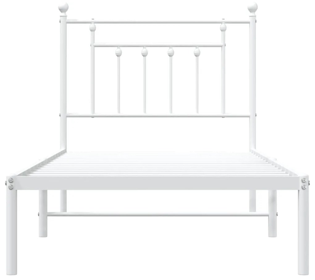 Estrutura de cama com cabeceira 90x190 cm metal branco