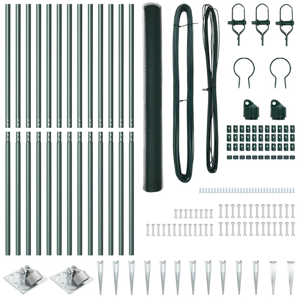 Conjunto de Cercas Conjunto de 2 Verde Metal 25 x 1,5 m Durável