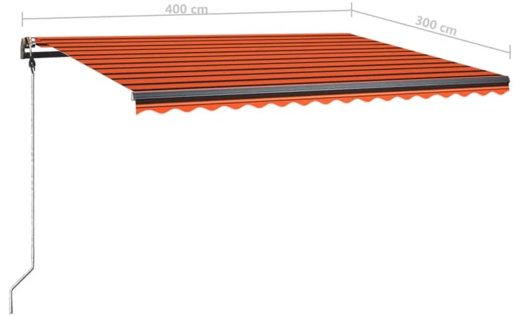 Toldo retrátil manual com LED 400x300 cm laranja e castanho