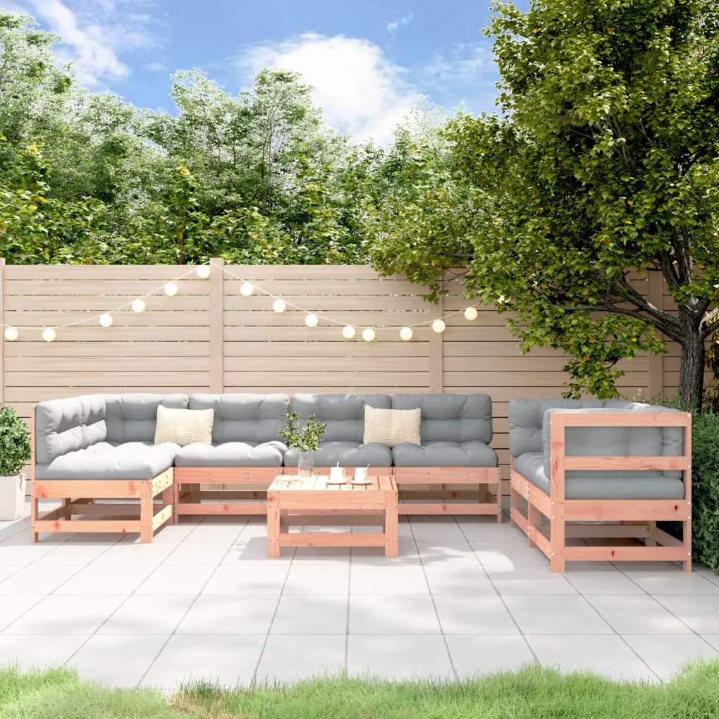 8 pcs conjunto lounge de jardim madeira de douglas maciça