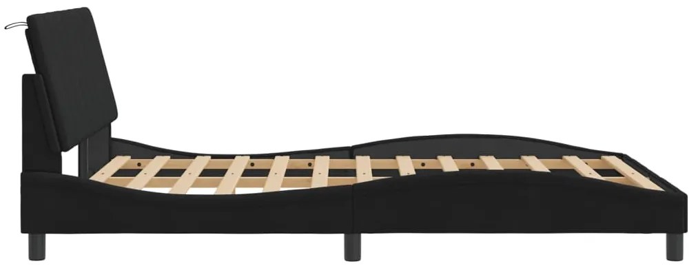 Estrutura de cama sem colchão 140x190 cm veludo preto
