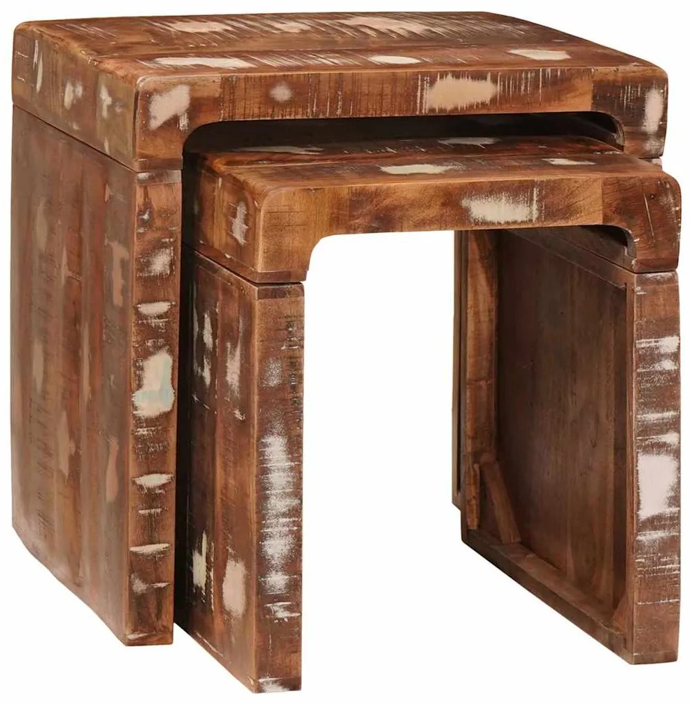 vidaXL Mesas encaixáveis 2 pcs Castanho Madeira Reforçada Sólida