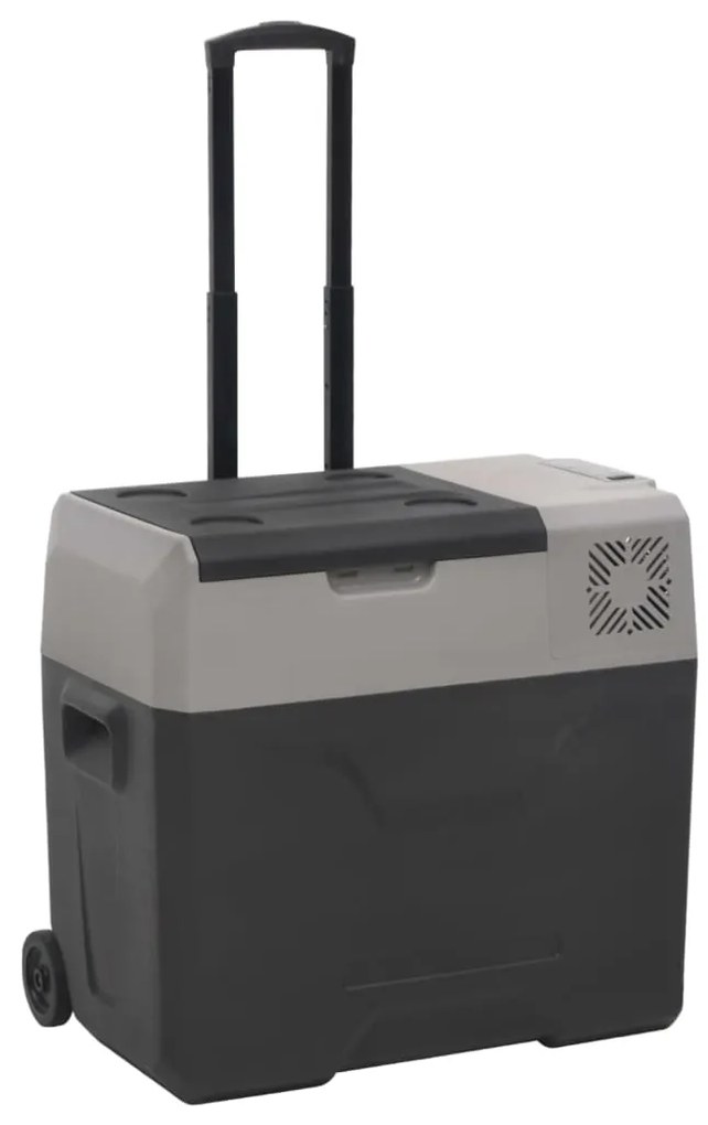 Mala térmica c/ rodas e adaptador 50L polipropileno preto/cinza