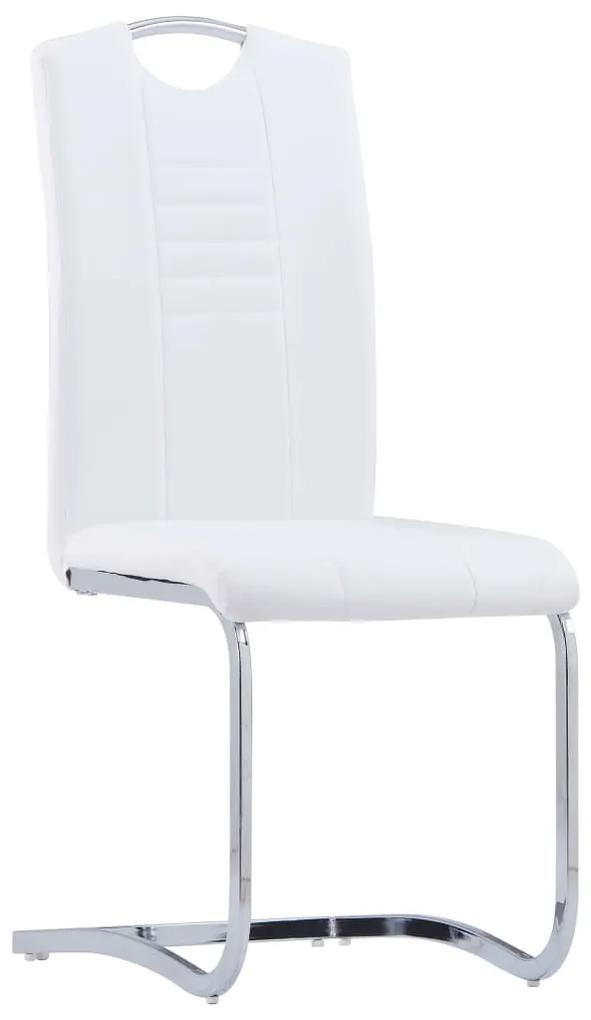 Cadeiras de jantar cantilever 2 pcs couro artificial branco