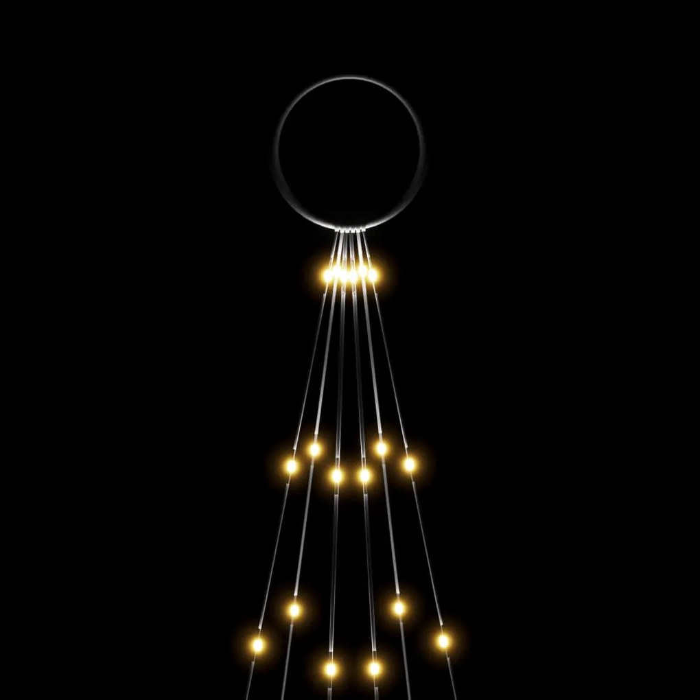 Árvore de Natal mastro de bandeira 108 LEDs 180cm branco quente
