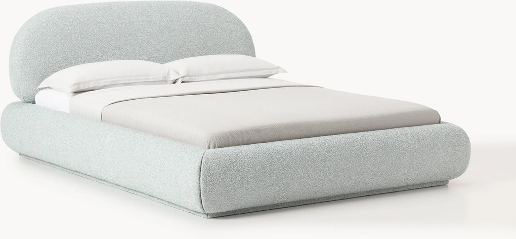 Cama estofada em bouclé com arrumação Alba