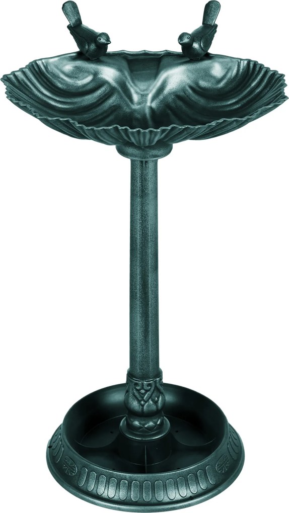 Bebedouro antigo para pássaros com 81 cm, com base em forma de Floreira, comedouro e bacia para pássaros com pé, em bronze verde