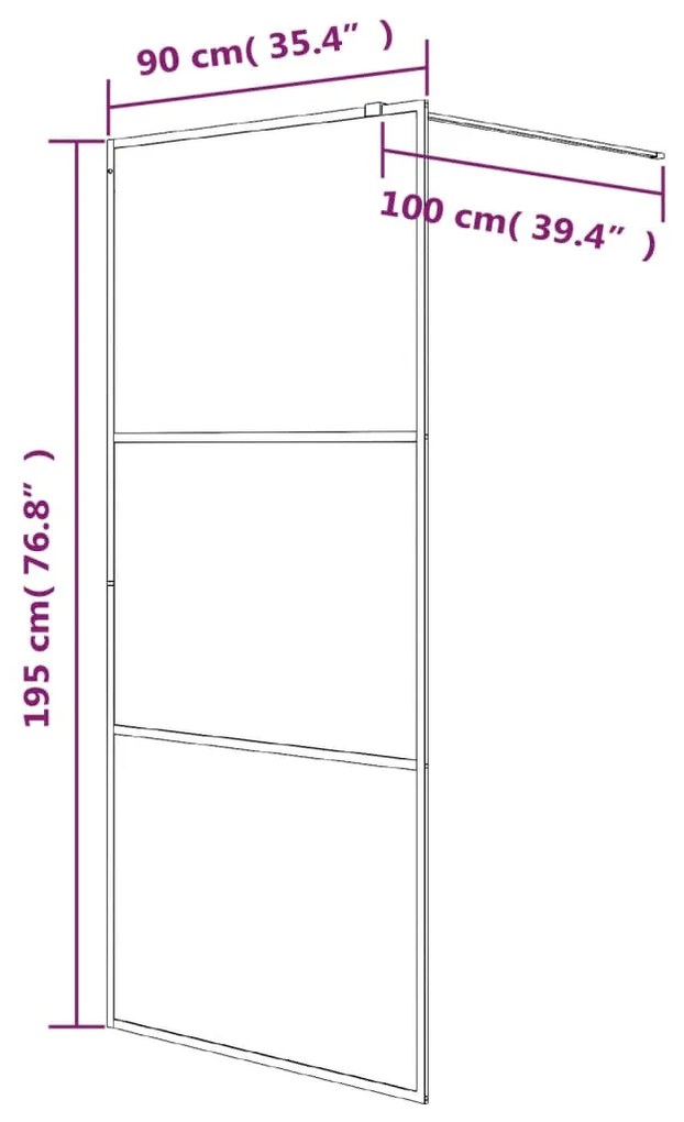 Divisória de chuveiro c/ vidro ESG transparente 90x195 cm preto