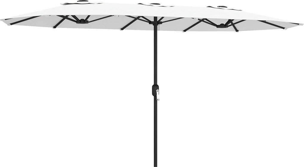 Guarda-Sol Duplo de Jardim 46x26 m com Manivela Manual Proteção UV50+ Capa Resistente à Água Branco